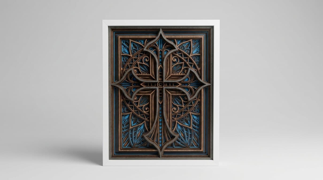 Framed mandala cross, image 1