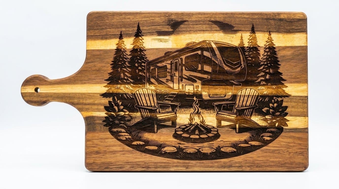 Campfire camper cutting board, image 1